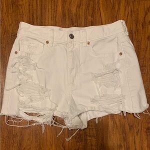 American Eagle Distressed White Denim Shorts